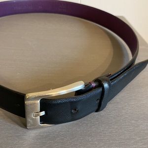 Ike Behar black Saffiano dress belt